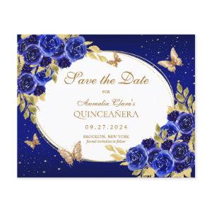 BUDGET Floral Royal Blue Butterfly Quinceanera