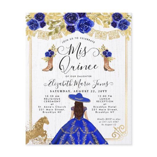 Budget Floral Royal Blue Gold Charra Quinceanera