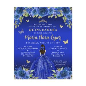 Budget Floral Royal Blue Gold Princess Quinceanera