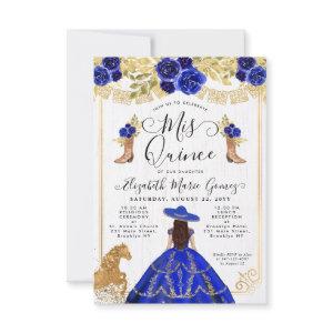 Budget Floral Royal Blue Latina Charra Quinceanera Note Card