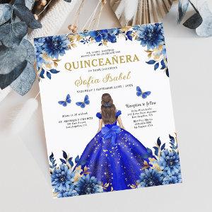 Budget Floral Royal Blue Princess Quinceanera Flyer