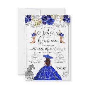Budget Floral Royal Blue Silver Charra Quinceanera Note Card