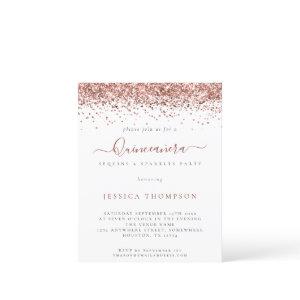 BUDGET Girly Rose Gold Glitter Quinceañera Invite