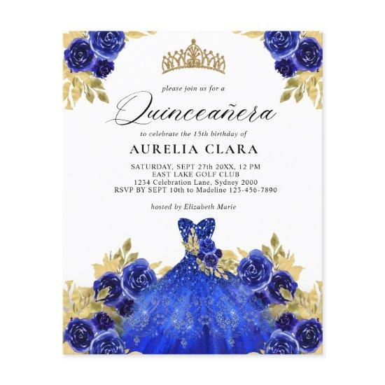 BUDGET Glam Blue Dress Floral 15th Quinceañera
