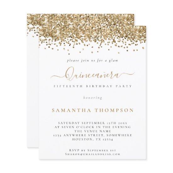 Budget Glam Gold Glitter Quinceañera