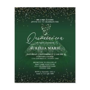 BUDGET Glam Gold Green Princess Dress Quinceanera
