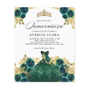 BUDGET Glam Green Dress Floral 15th Quinceañera