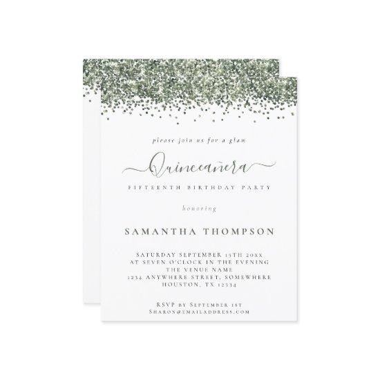 Budget Glam Green Glitter Quinceañera