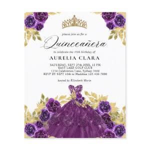 BUDGET Glam Purple Dress Floral 15th Quinceañera
