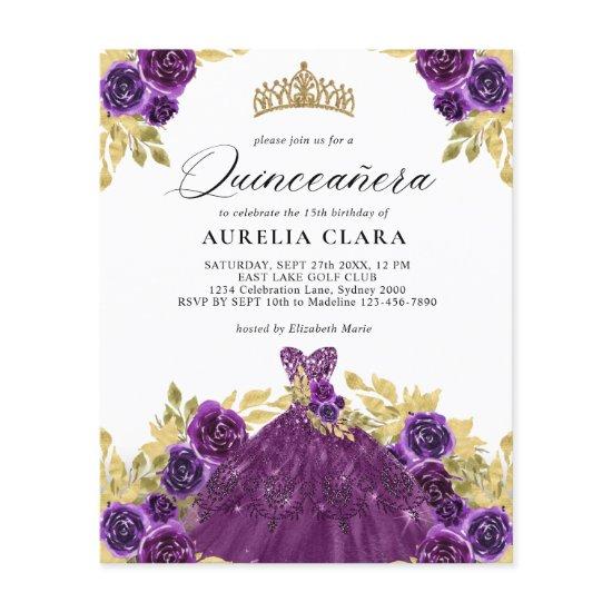 BUDGET Glam Purple Dress Floral 15th Quinceañera
