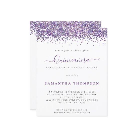 Budget Glam Purple Glitter Quinceañera