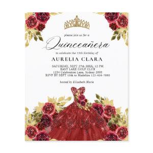 BUDGET Glam Red Dress Floral 15th Quinceañera