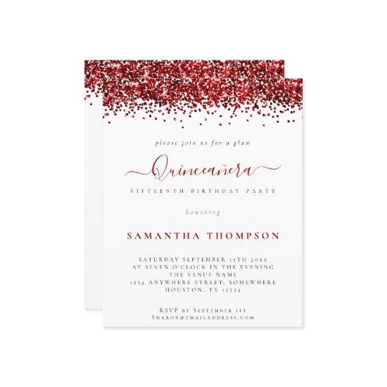 Budget Glam Red Glitter Quinceañera