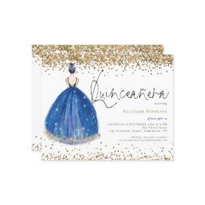 Budget Glitter Navy Gown Quinceanera