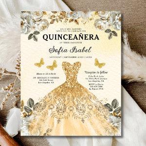 Budget Gold Bilingual Spanish Quinceanera Flyer