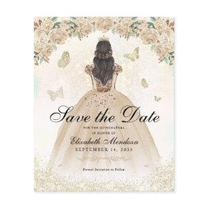 Budget Gold Floral Princess Quinceañera Save Date