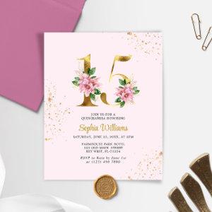 Budget Gold Floral Quinceañera