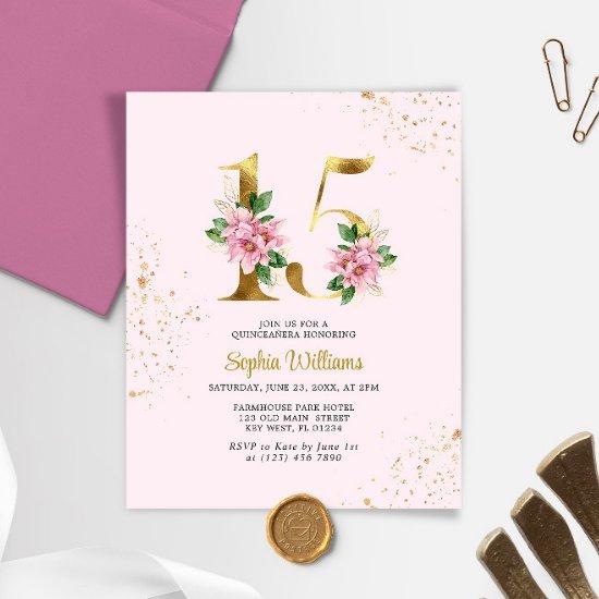 Budget Gold Floral Quinceañera