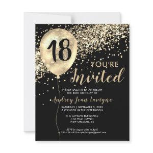 Budget Gold Glitter Balloon Black 18th Birthday