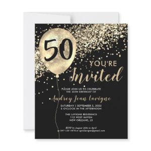 Budget Gold Glitter Balloon Black 50th Birthday