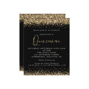 Budget Gold Glitter Black Quinceanera