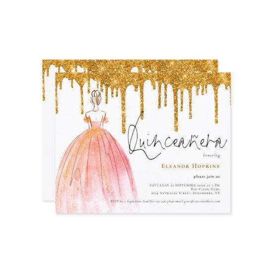 Budget Gold Glitter Drips Quinceanera