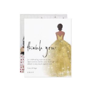 Budget Gold Gown Photo Quinceañera Thank You