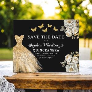 Budget Gold Save the Date Birthday Quinceanera Flyer