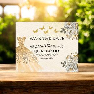 Budget Gold Save the Date Birthday Quinceanera Flyer