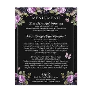 Budget Gothic Floral Bilingual Quinceañera Menu
