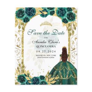 BUDGET Green Floral Princess Quinceanera