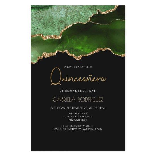 Budget Green Gold Agate Quinceañera