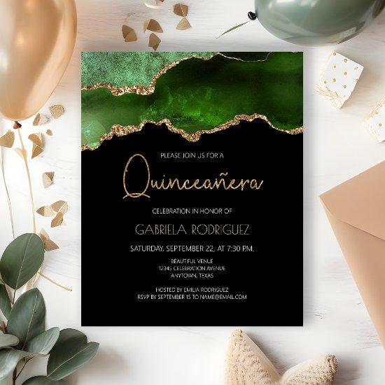 Budget Green Gold Agate Quinceañera