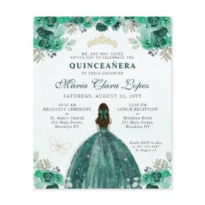 Budget Green Gold Floral Glam Princess Quinceañera