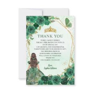 Budget Green Gold Princess Mis Quince Thank You Note Card