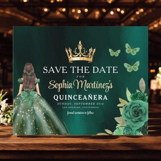 Budget Green Princess Quinceañera Save the Date Flyer
