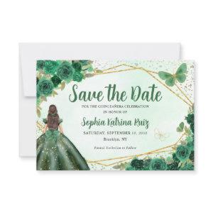 Budget Green Princess Quinceañera Save the Date Note Card