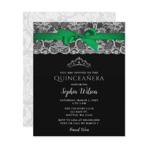 Budget Green Ribbon Lace Quinceañera