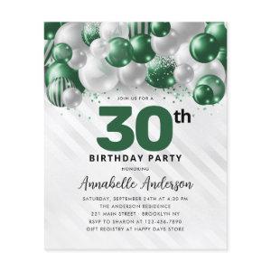 Budget Green Silver Balloon Glitter 30th Birthday