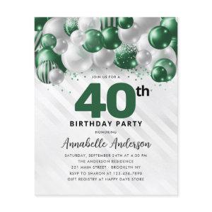Budget Green Silver Balloon Glitter 40th Birthday