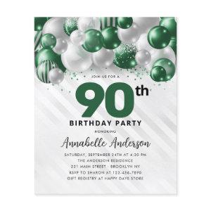 Budget Green Silver Balloon Glitter 90th Birthday