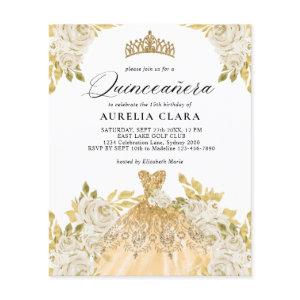 BUDGET Ivory Gold Dress Floral 15th Quinceañera