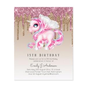 BUDGET Kids Birthday Invite Pink Unicorn Flyer