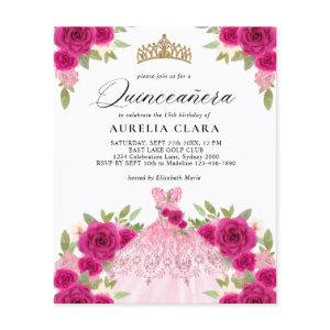 BUDGET Magenta Pink Dress Floral 15th Quinceañera