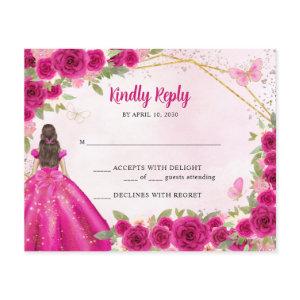 Budget Magenta Pink Gold Floral Princess RSVP
