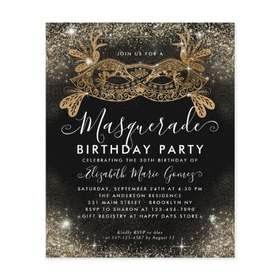 Budget Masquerade Black Gold Glam Glitter Birthday
