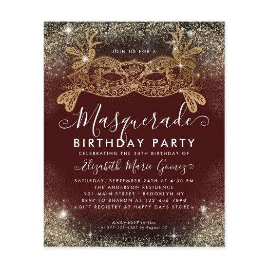Budget Masquerade Burgundy Gold Glitter Birthday