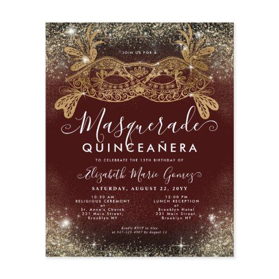 Budget Masquerade Burgundy Red Gold Glitter Quince