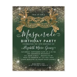Budget Masquerade Green Gold Glam Glitter Birthday