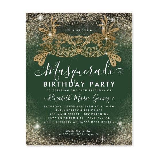 Budget Masquerade Green Gold Glam Glitter Birthday
